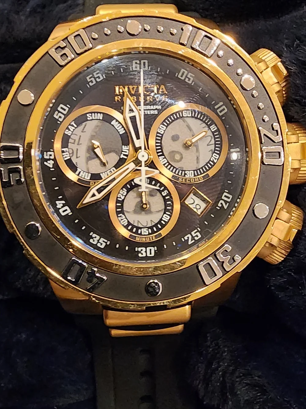 Invicta Men’s Gold and Black Chronograph Watch